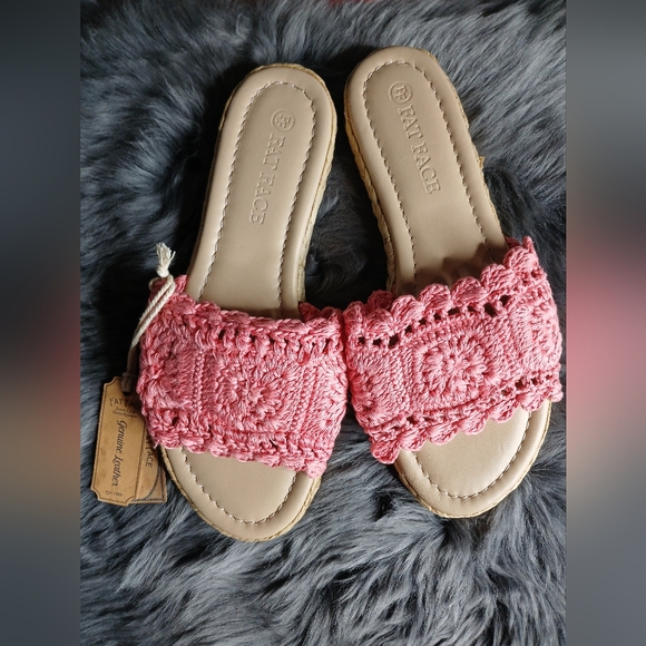 FAT FACE Womens Sz. 7 Cate Crochet Raffia Sliders - Picture 6 of 12